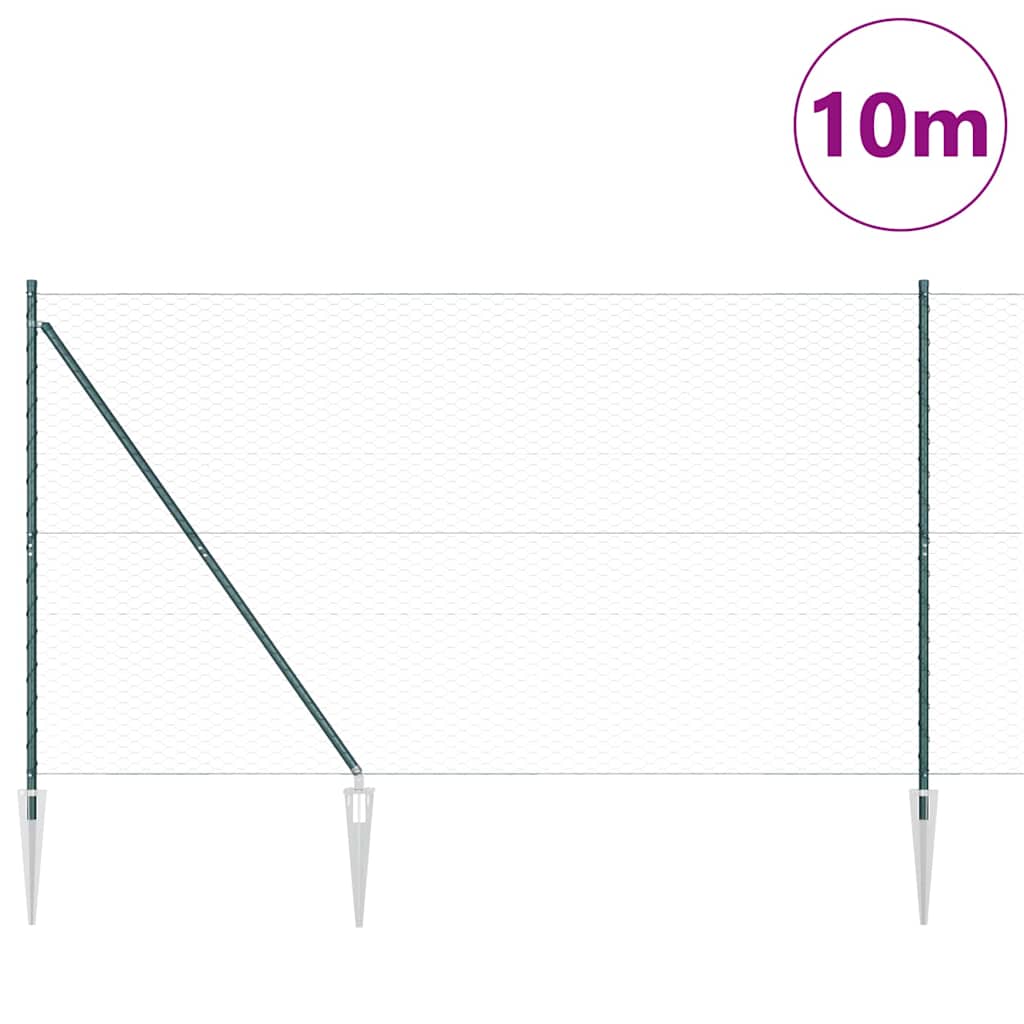 Vidaxl afrasteringspaal groen 10 x 1,5 m (36 mm gaas) staal en pvc