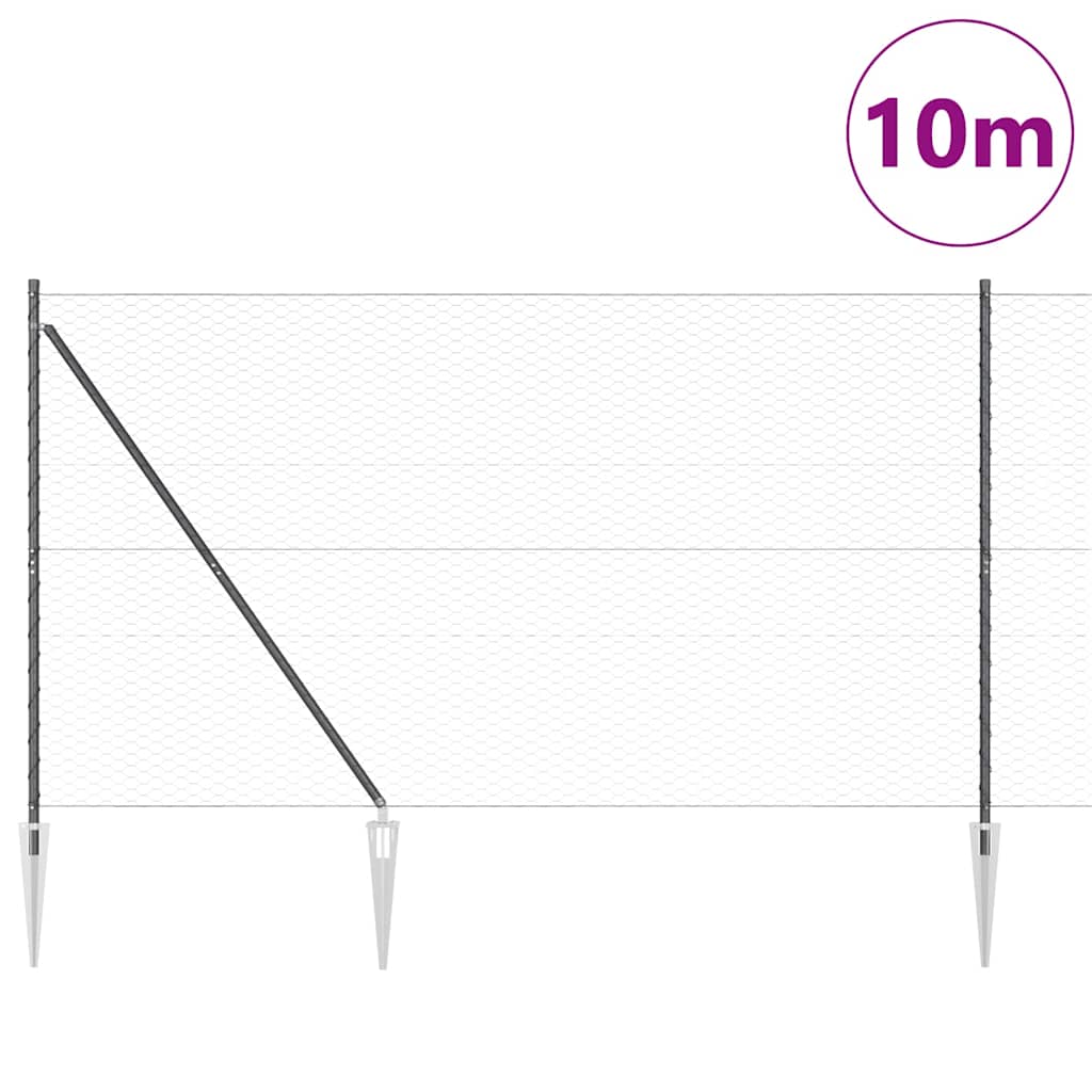 Vidaxl afrasteringspaal grijs 10 x 1,6 m (36 mm gaas) staal en pvc