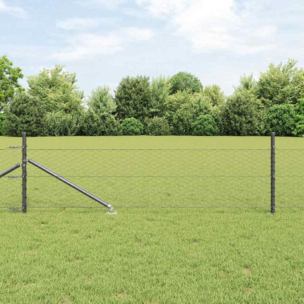 Vidaxl afrasteringspaal grijs 25 x 0,4 m (36 mm gaas) staal en pvc