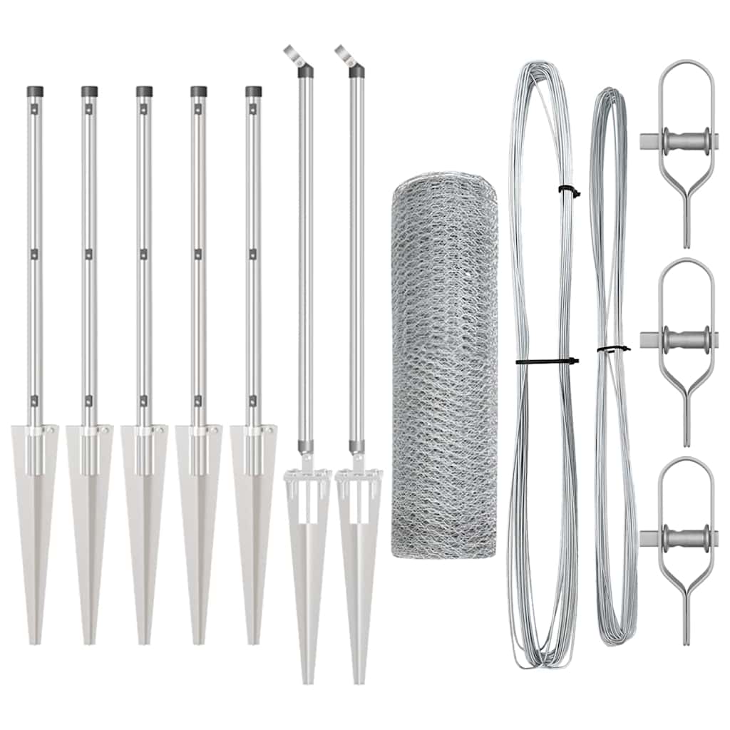 Vidaxl afrasteringspaal zilver 10 x 0,5 m (25 mm gaas) staal