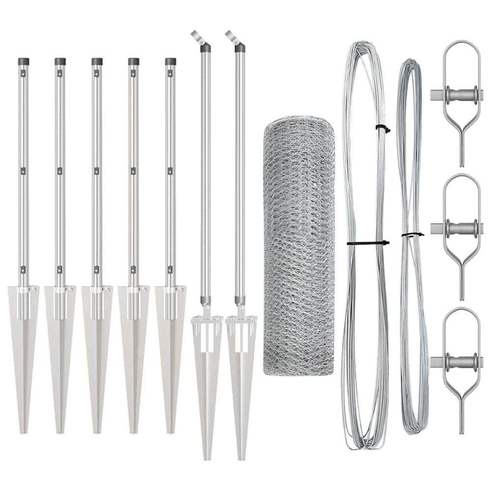 Vidaxl afrasteringspaal zilver 10 x 0,6 m (25 mm gaas) staal