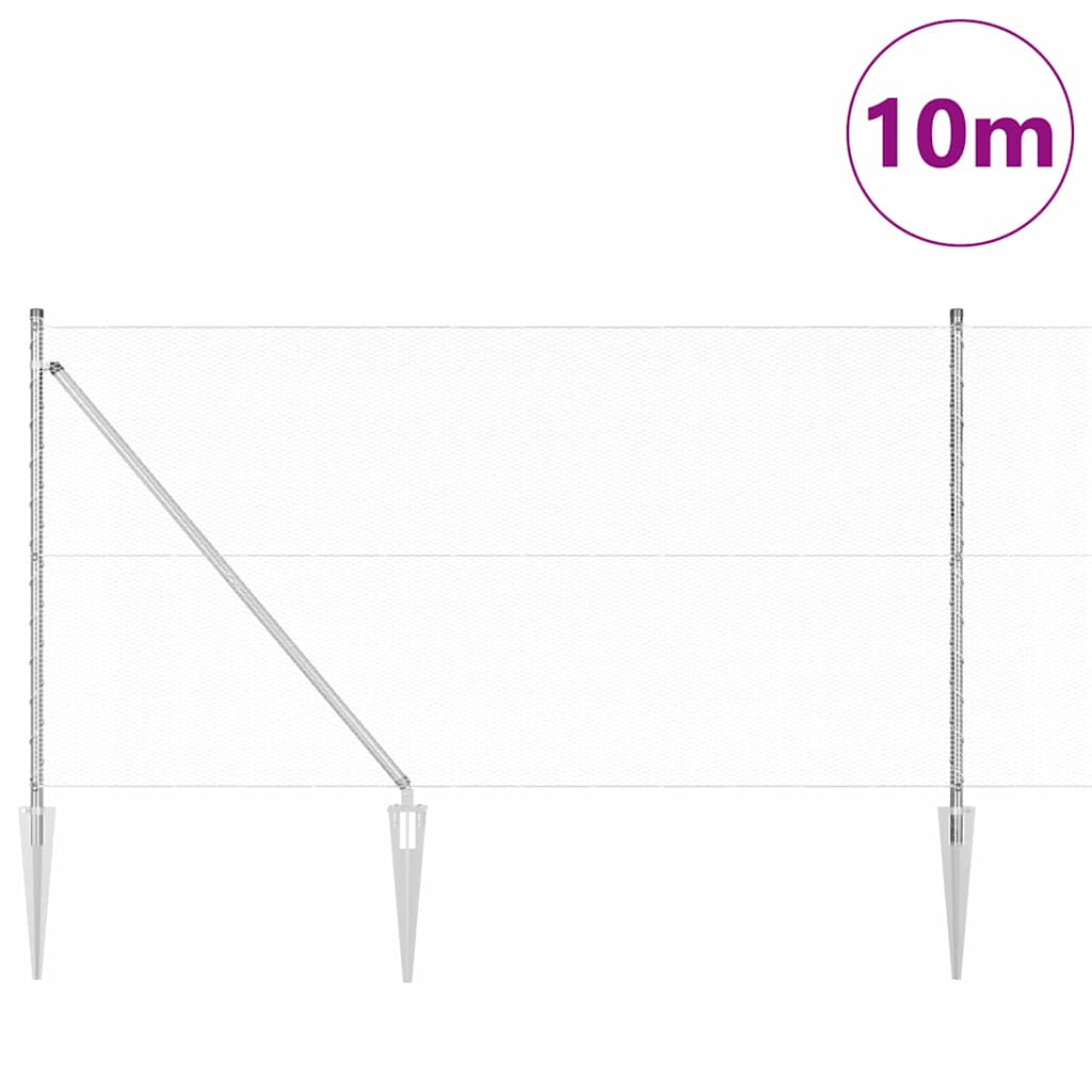 Vidaxl afrasteringspaal zilver 10 x 1 m (13 mm gaas) staal