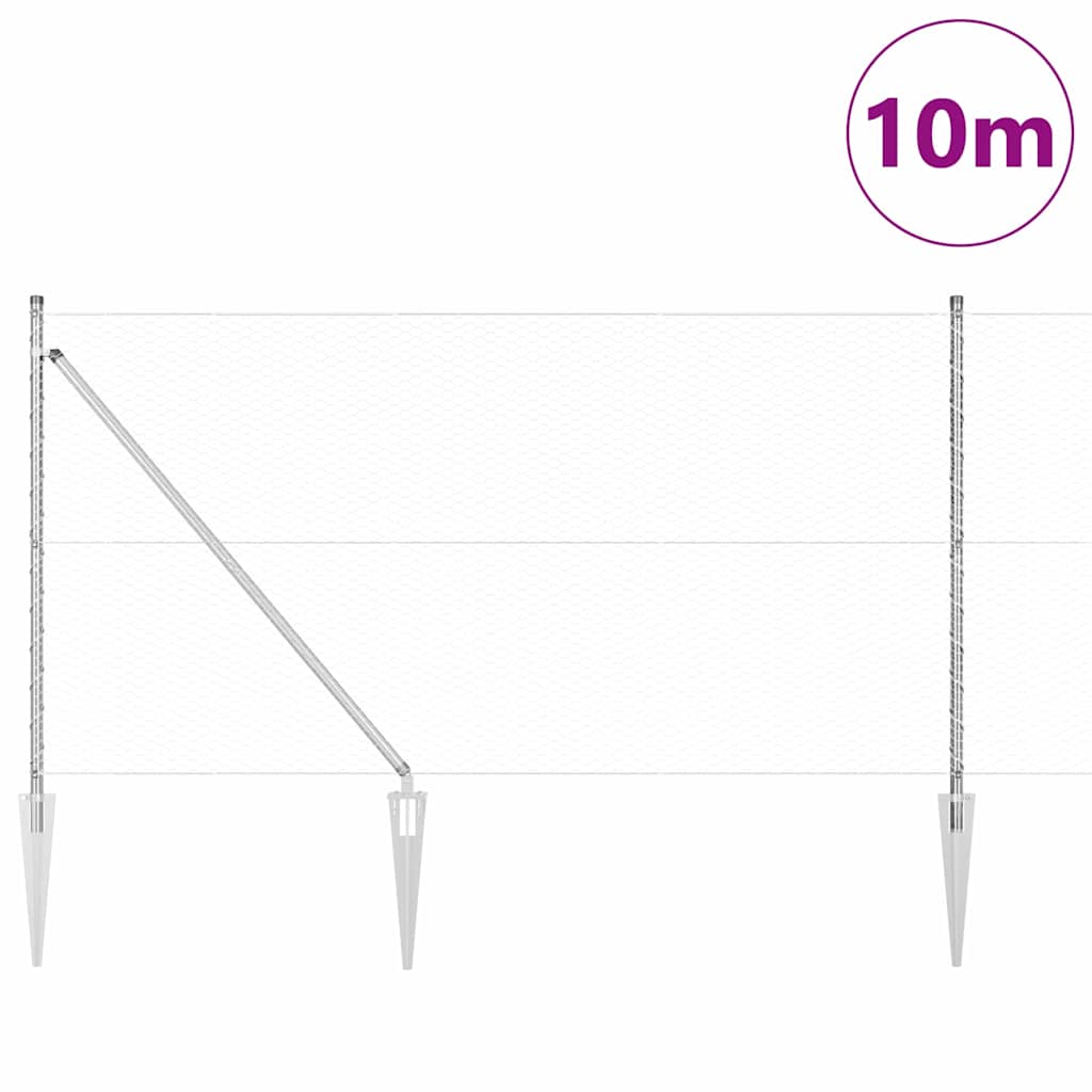 Vidaxl afrasteringspaal zilver 10 x 1 m (25 mm gaas) staal