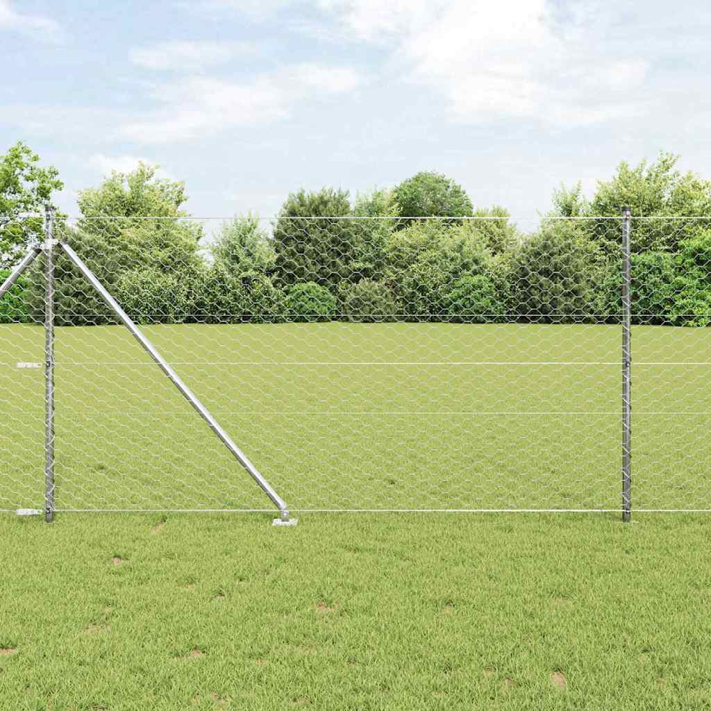 Vidaxl afrasteringspaal zilver 10 x 1 m (50 mm gaas) staal