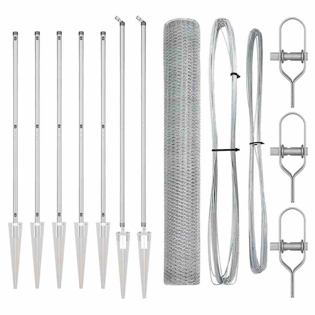 Vidaxl afrasteringspaal zilver 10 x 1,2 m (25 mm gaas) staal