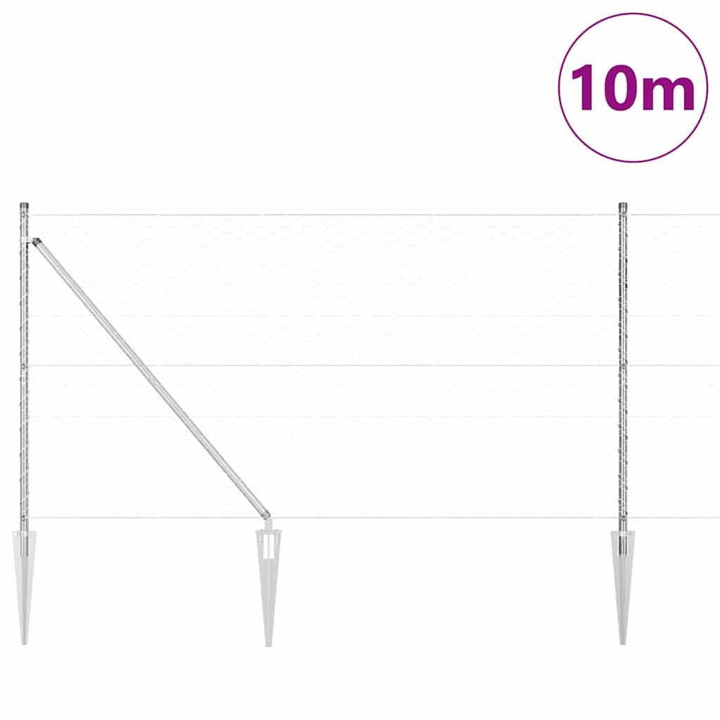 Vidaxl afrasteringspaal zilver 10 x 1,2 m (50 mm gaas) staal