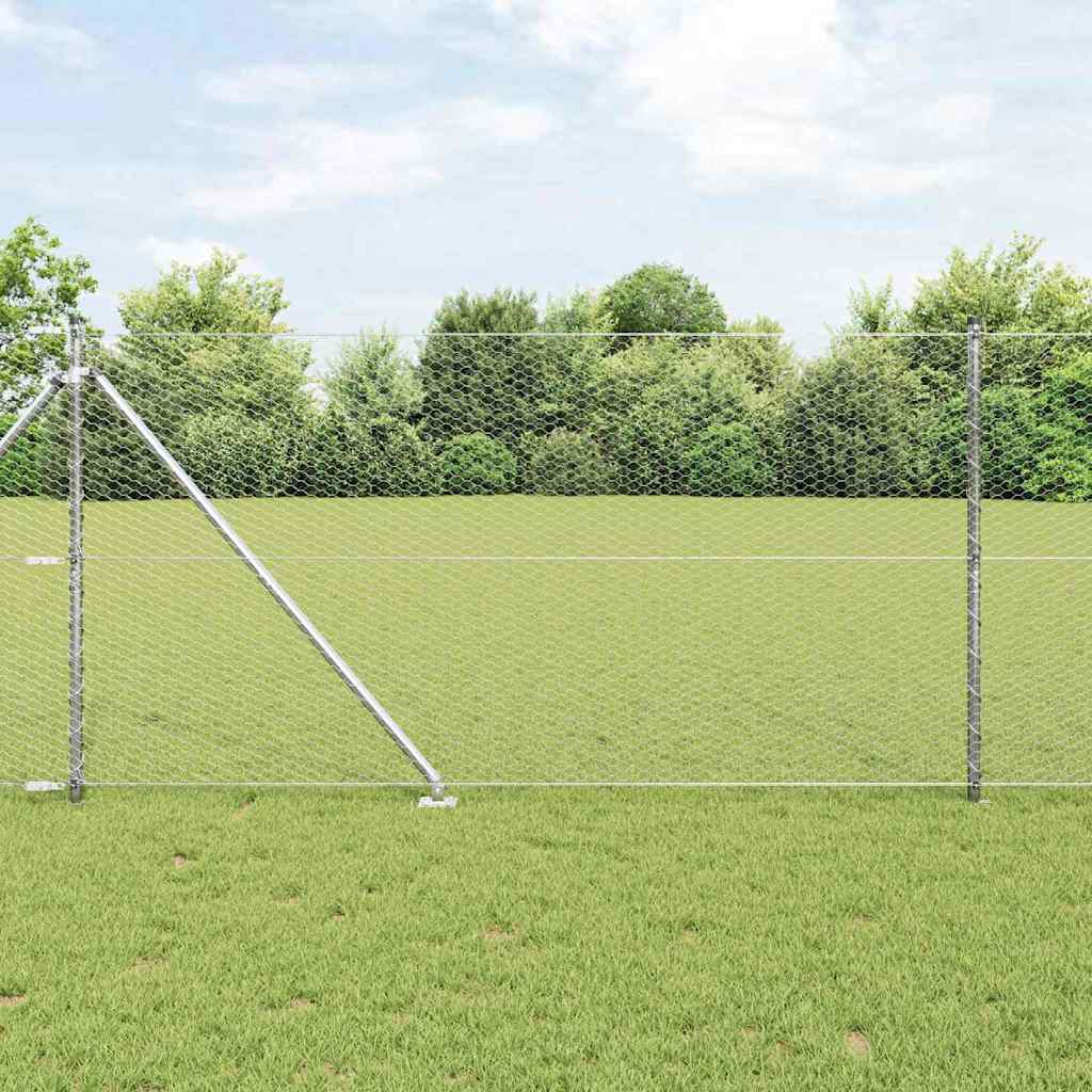 Vidaxl afrasteringspaal zilver 10 x 1,4 m (25 mm gaas) staal
