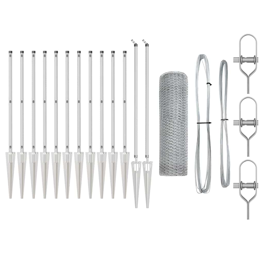 Vidaxl afrasteringspaal zilver 25 x 0,5 m (25 mm gaas) staal