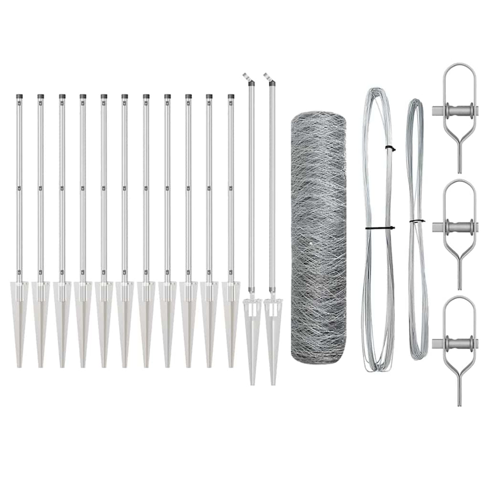 Vidaxl afrasteringspaal zilver 25 x 1 m (50 mm gaas) staal
