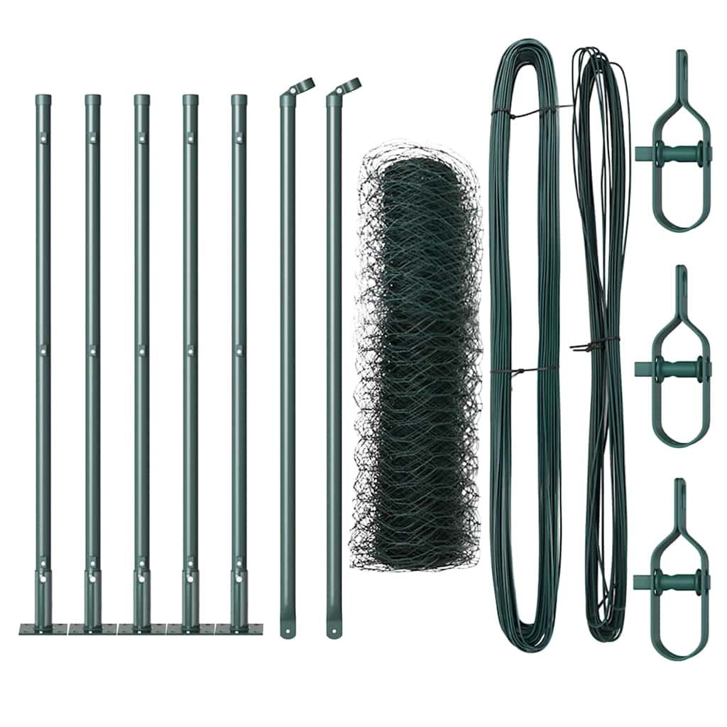 Vidaxl afrasteringspaal groen 10 x 0,5 m (50 mm gaas) staal en pvc