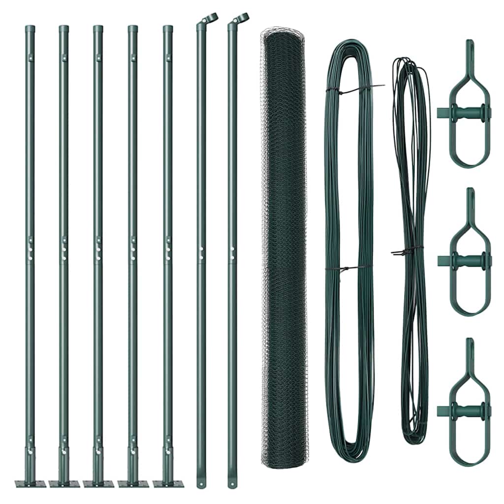 Vidaxl afrasteringspaal groen 10 x 1,4 m (25 mm gaas) staal en pvc