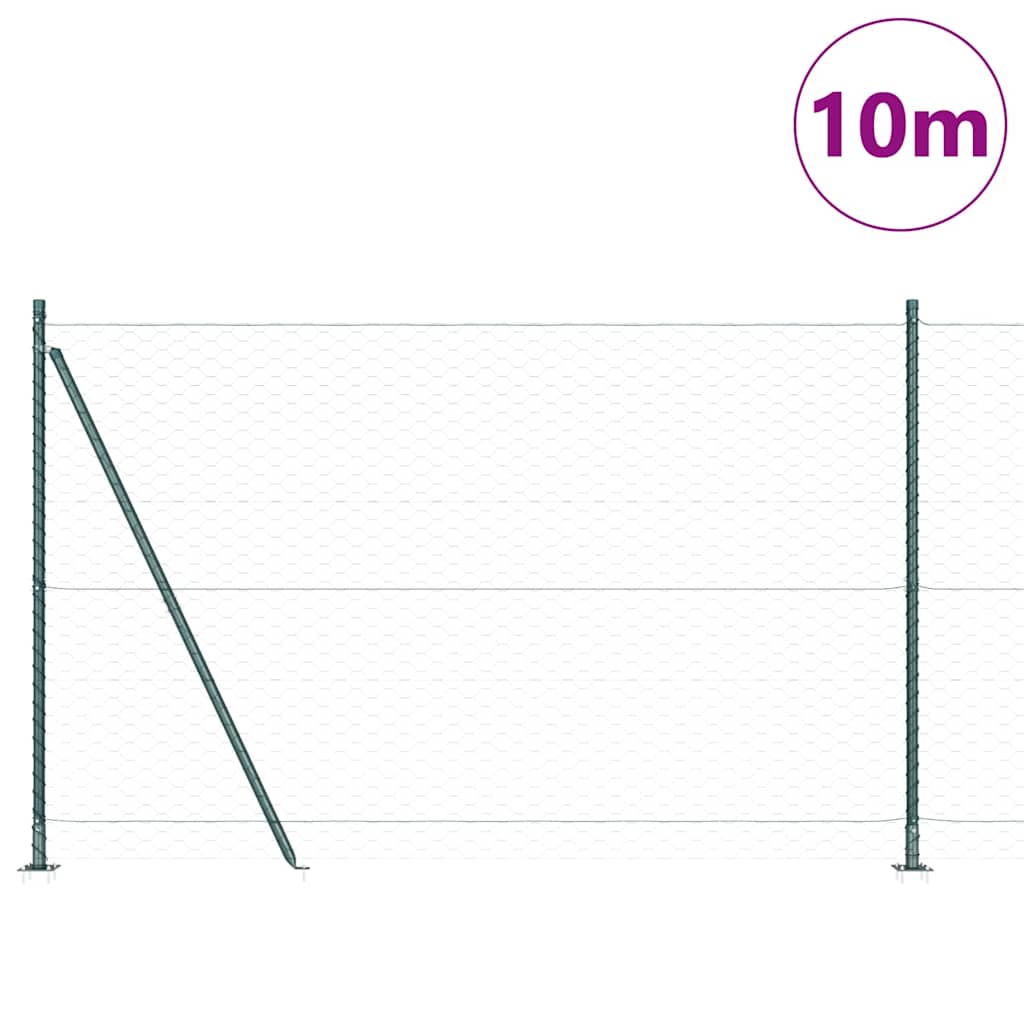 Vidaxl afrasteringspaal groen 10 x 1,4 m (50 mm gaas) staal en pvc