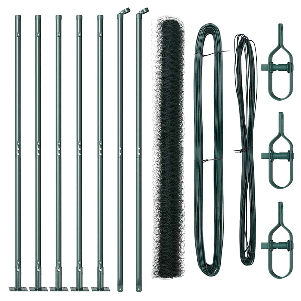 Vidaxl afrasteringspaal groen 10 x 1,6 m (50 mm gaas) staal en pvc