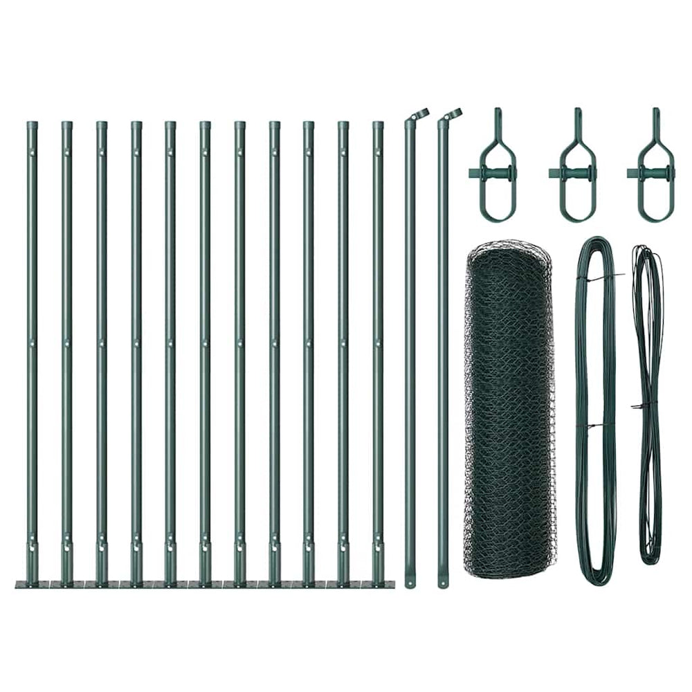 Vidaxl afrasteringspaal groen 25 x 0,6 m (13 mm gaas) staal en pvc