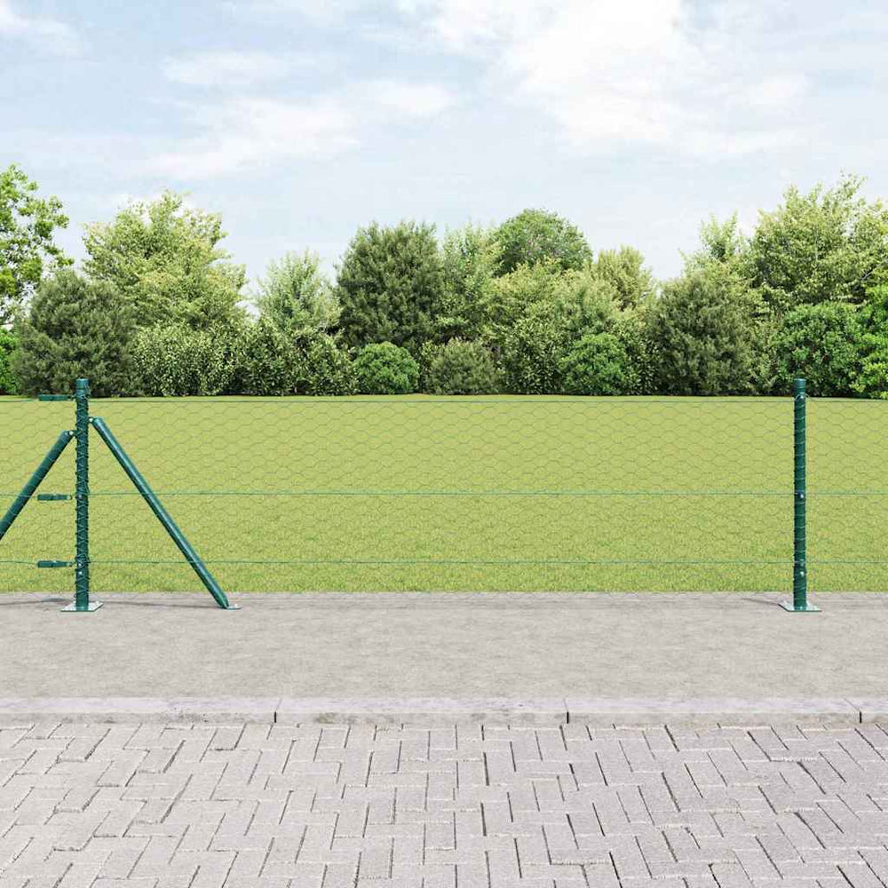 Vidaxl afrasteringspaal groen 25 x 0,6 m (36 mm gaas) staal en pvc