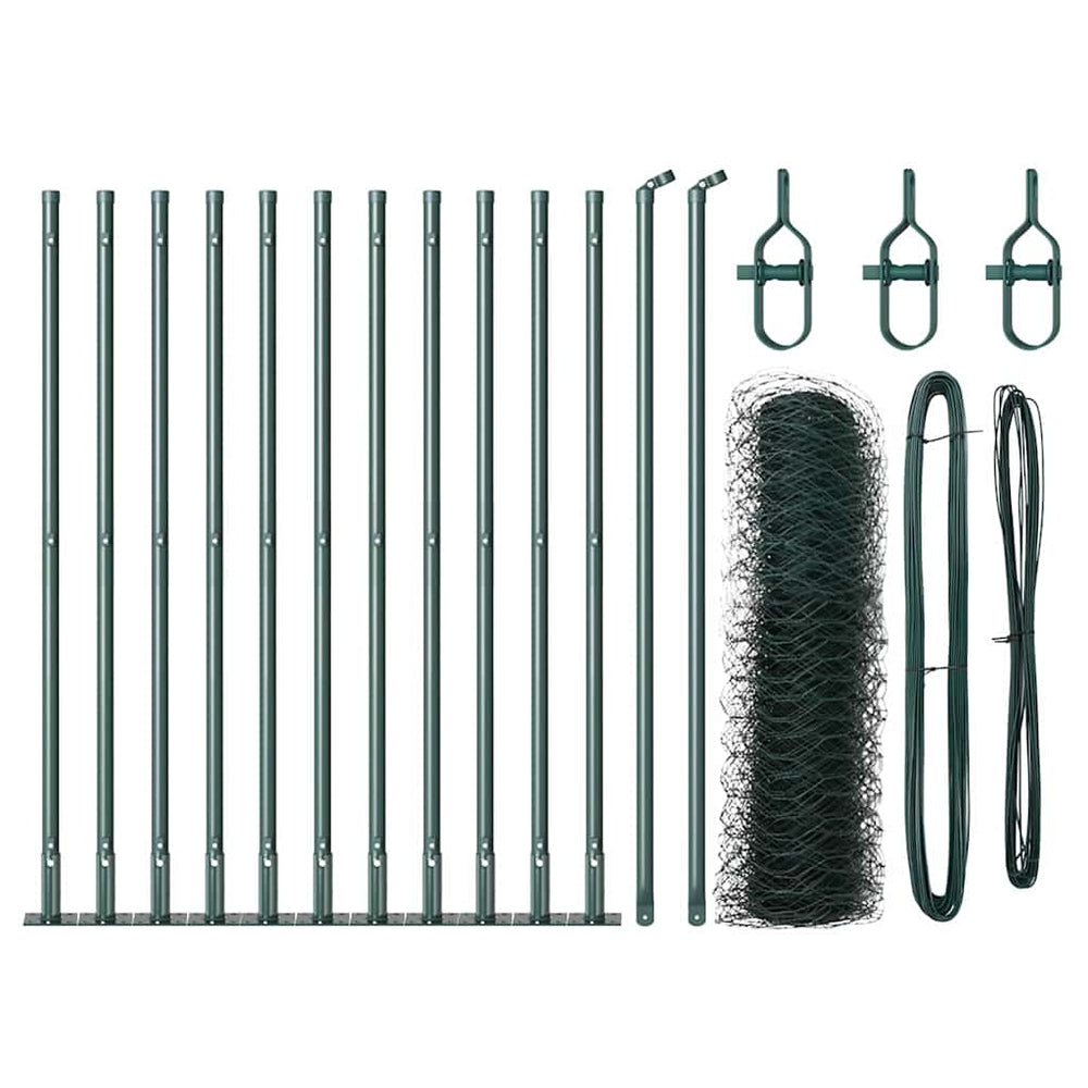 Vidaxl afrasteringspaal groen 25 x 0,6 m (50 mm gaas) staal en pvc
