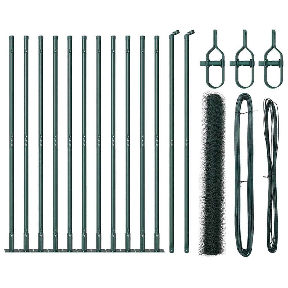 Vidaxl afrasteringspaal groen 25 x 0,8 m (50 mm gaas) staal en pvc