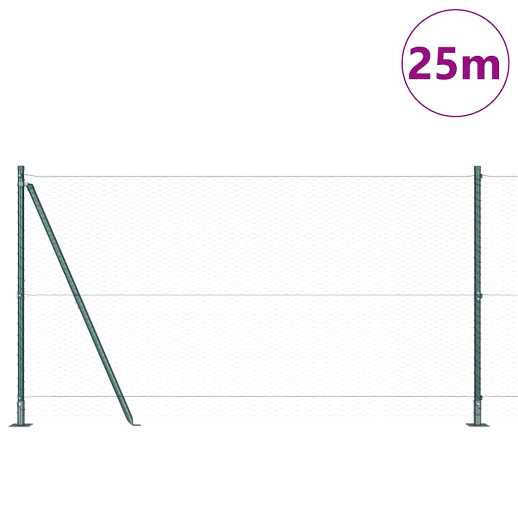 Vidaxl afrasteringspaal groen 25 x 1,2 m (25 mm gaas) staal