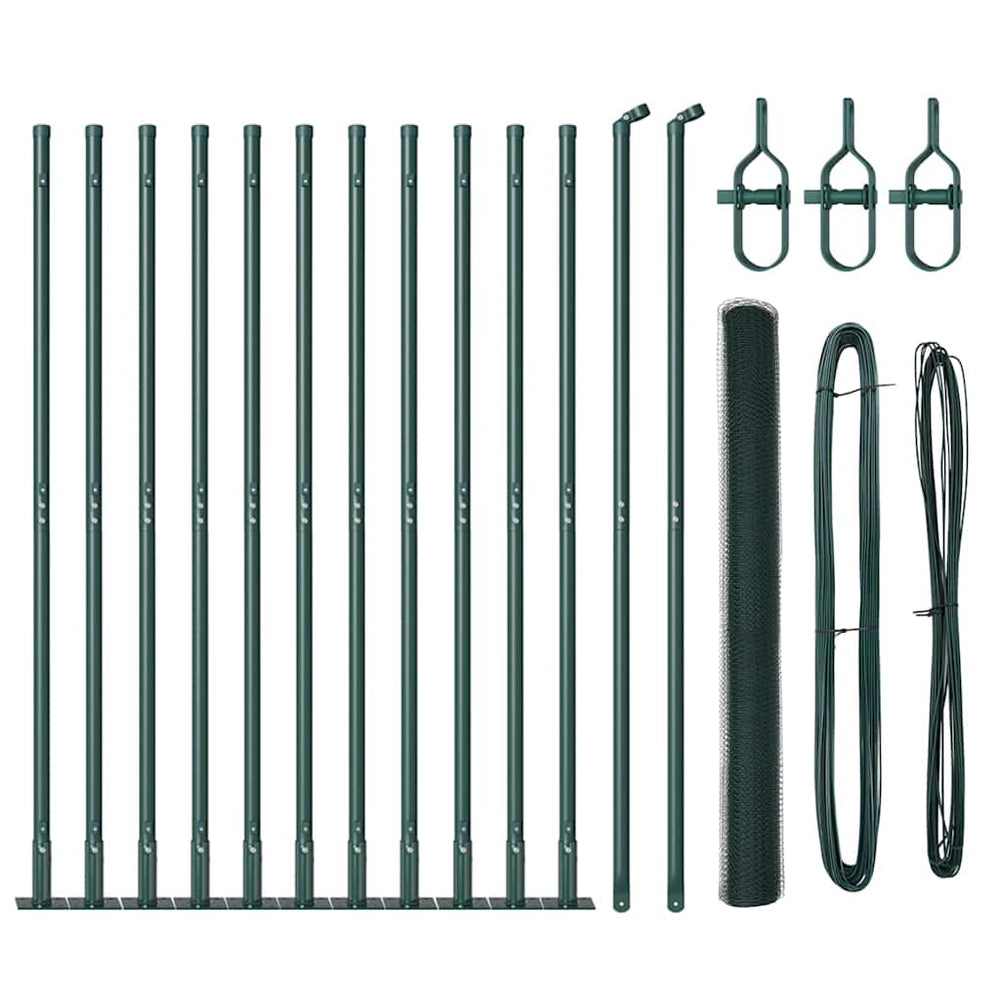 Vidaxl afrasteringspaal groen 25 x 1,4 m (25 mm gaas) staal en pvc