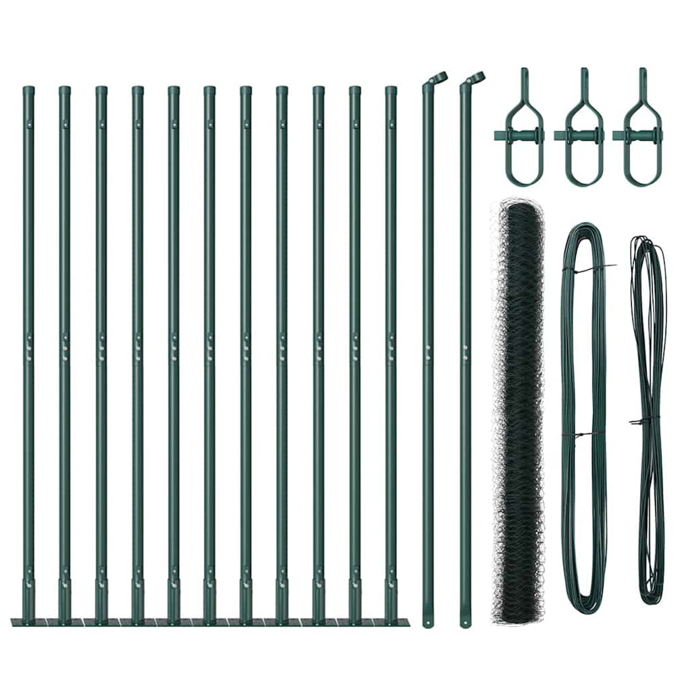 Vidaxl afrasteringspaal groen 25 x 1,4 m (50 mm gaas) staal en pvc