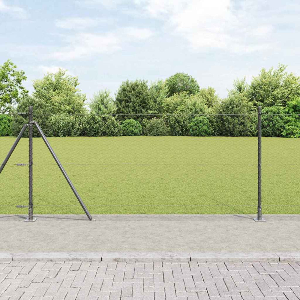 Vidaxl afrasteringspaal grijs 25 x 0,8 m (25 mm gaas) staal en pvc