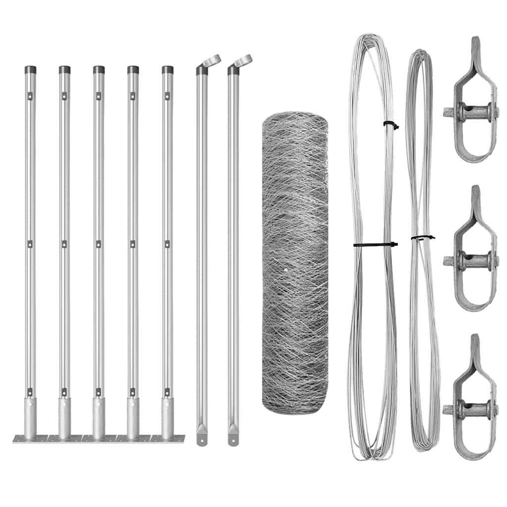 Vidaxl afrasteringspaal zilver 10 x 0,4 m (36 mm gaas) staal