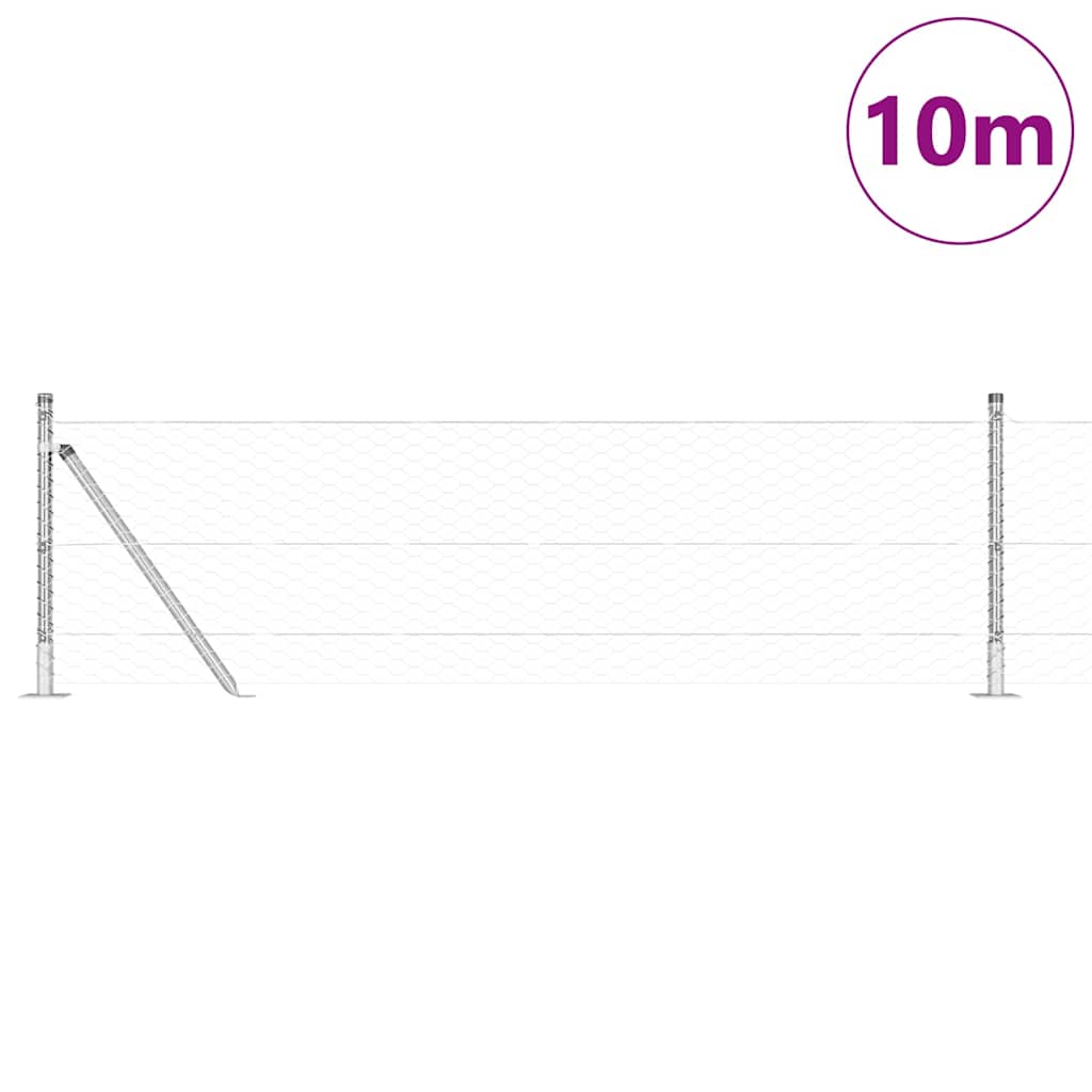 Vidaxl afrasteringspaal zilver 10 x 0,6 m (36 mm gaas) staal