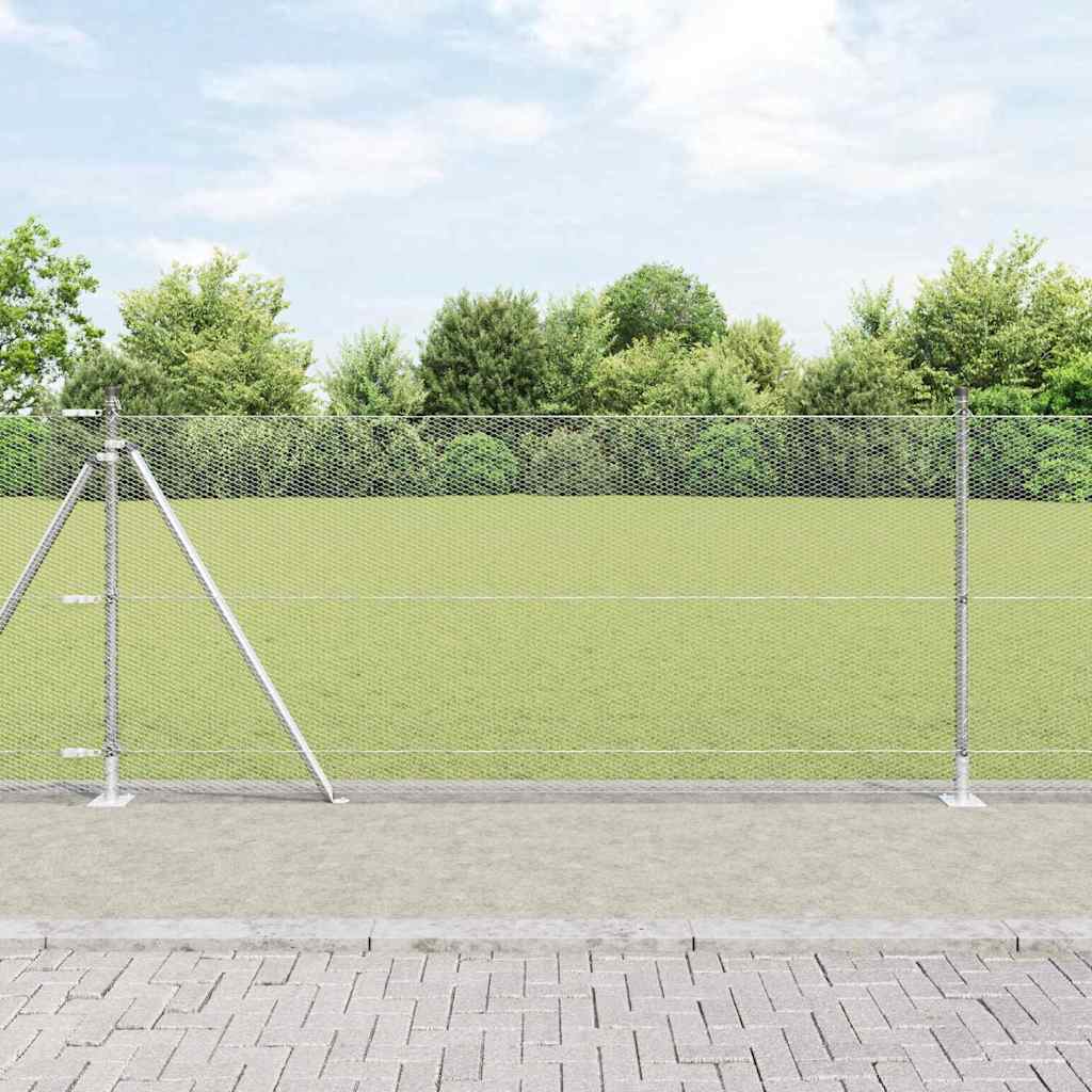 Vidaxl afrasteringspaal zilver 10 x 0,8 m (13 mm gaas) staal