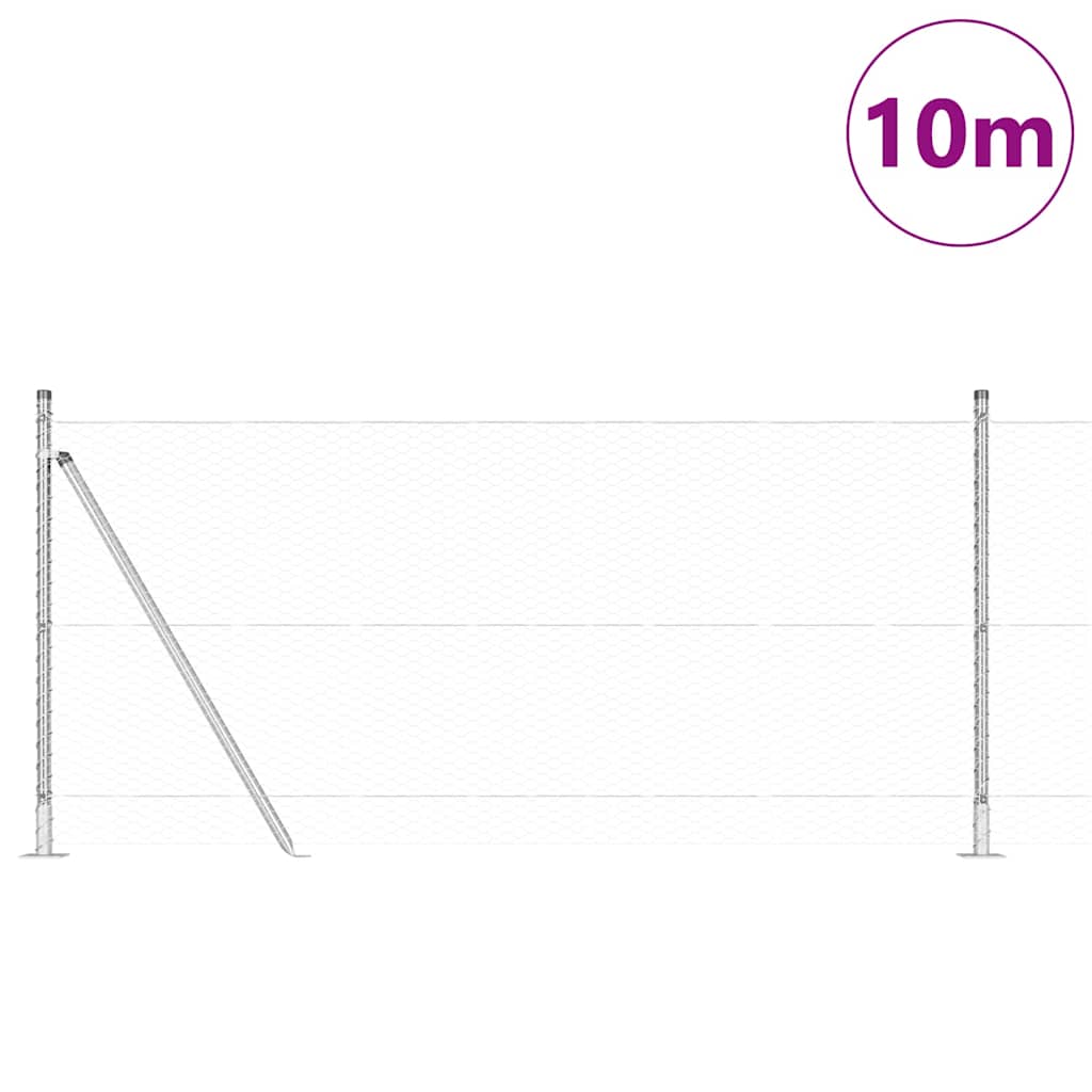 Vidaxl afrasteringspaal zilver 10 x 0,8 m (25 mm gaas) staal