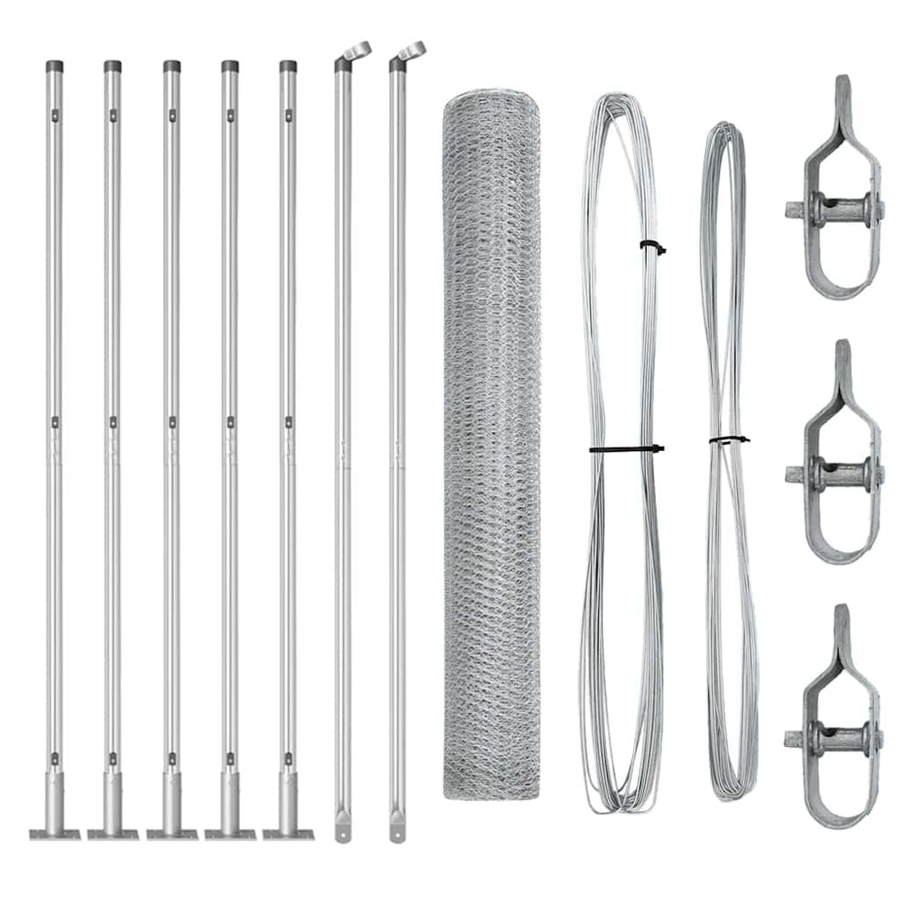 Vidaxl afrasteringspaal zilver 10 x 1 m (25 mm gaas) staal