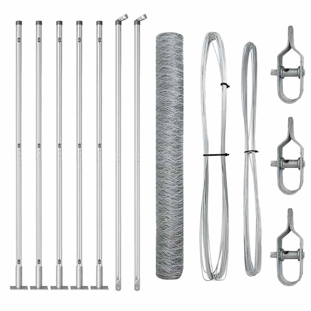 Vidaxl afrasteringspaal zilver 10 x 1,2 m (36 mm gaas) staal