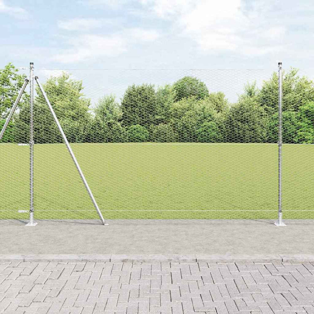 Vidaxl afrasteringspaal zilver 10 x 1,4 m (25 mm gaas) staal