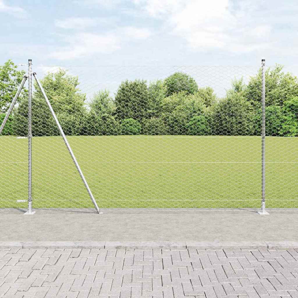 Vidaxl afrasteringspaal zilver 10 x 1,6 m (36 mm gaas) staal