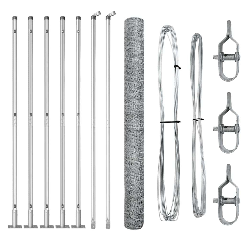 Vidaxl afrasteringspaal zilver 10 x 1,6 m (50 mm gaas) staal