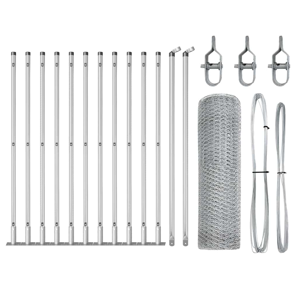 Vidaxl afrasteringspaal zilver 25 x 0,5 m (13 mm gaas) staal