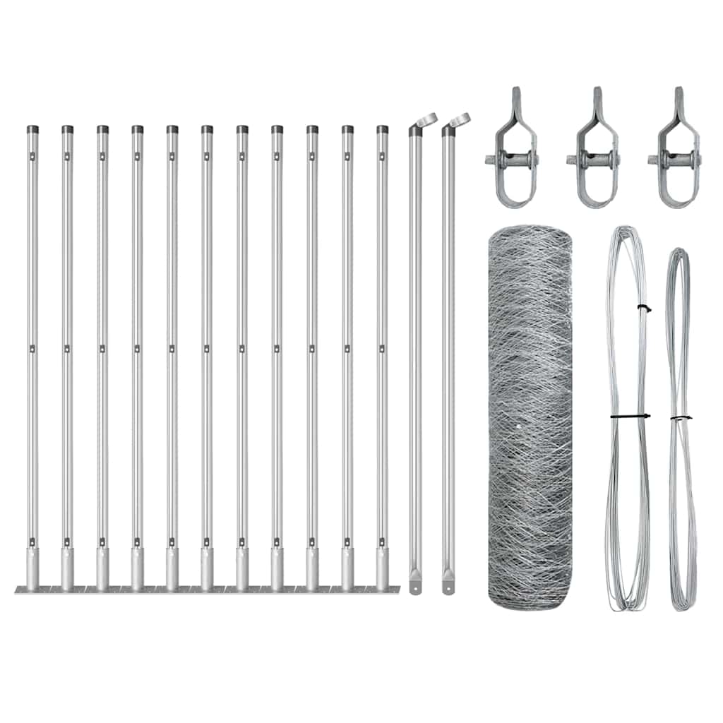 Vidaxl afrasteringspaal zilver 25 x 0,6 m (36 mm gaas) staal