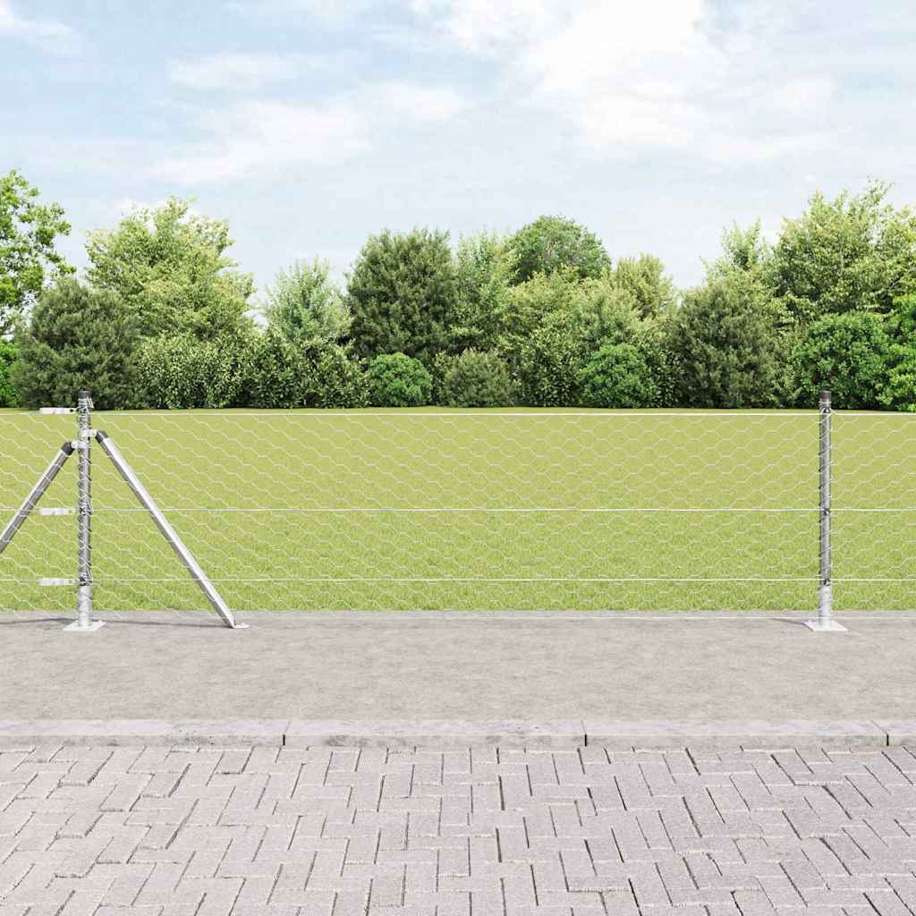Vidaxl afrasteringspaal zilver 25 x 0,6 m (50 mm gaas) staal