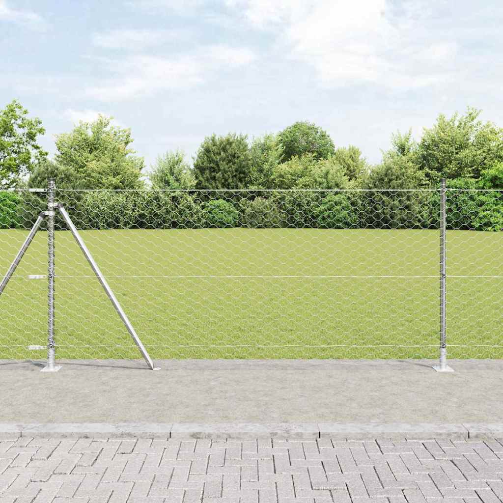Vidaxl afrasteringspaal zilver 25 x 1 m (50 mm gaas) staal