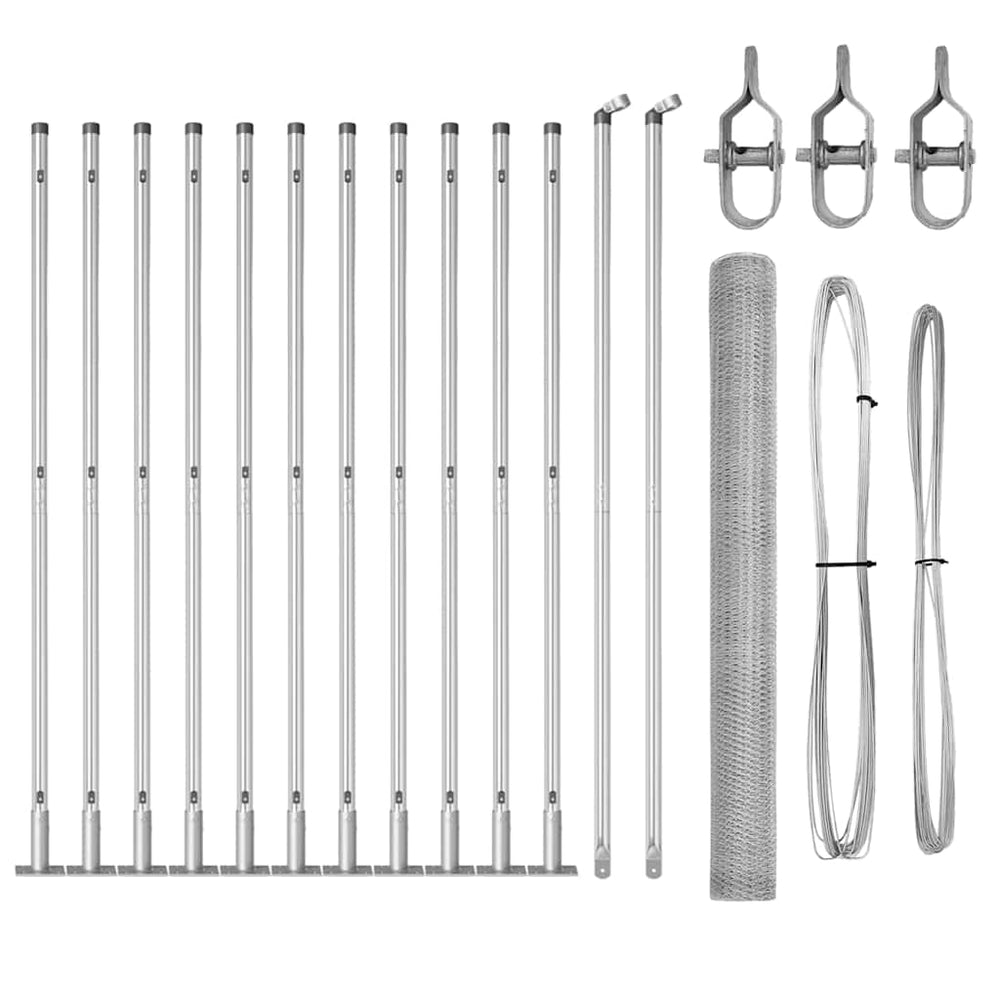 Vidaxl afrasteringspaal zilver 25 x 1,4 m (25 mm gaas) staal