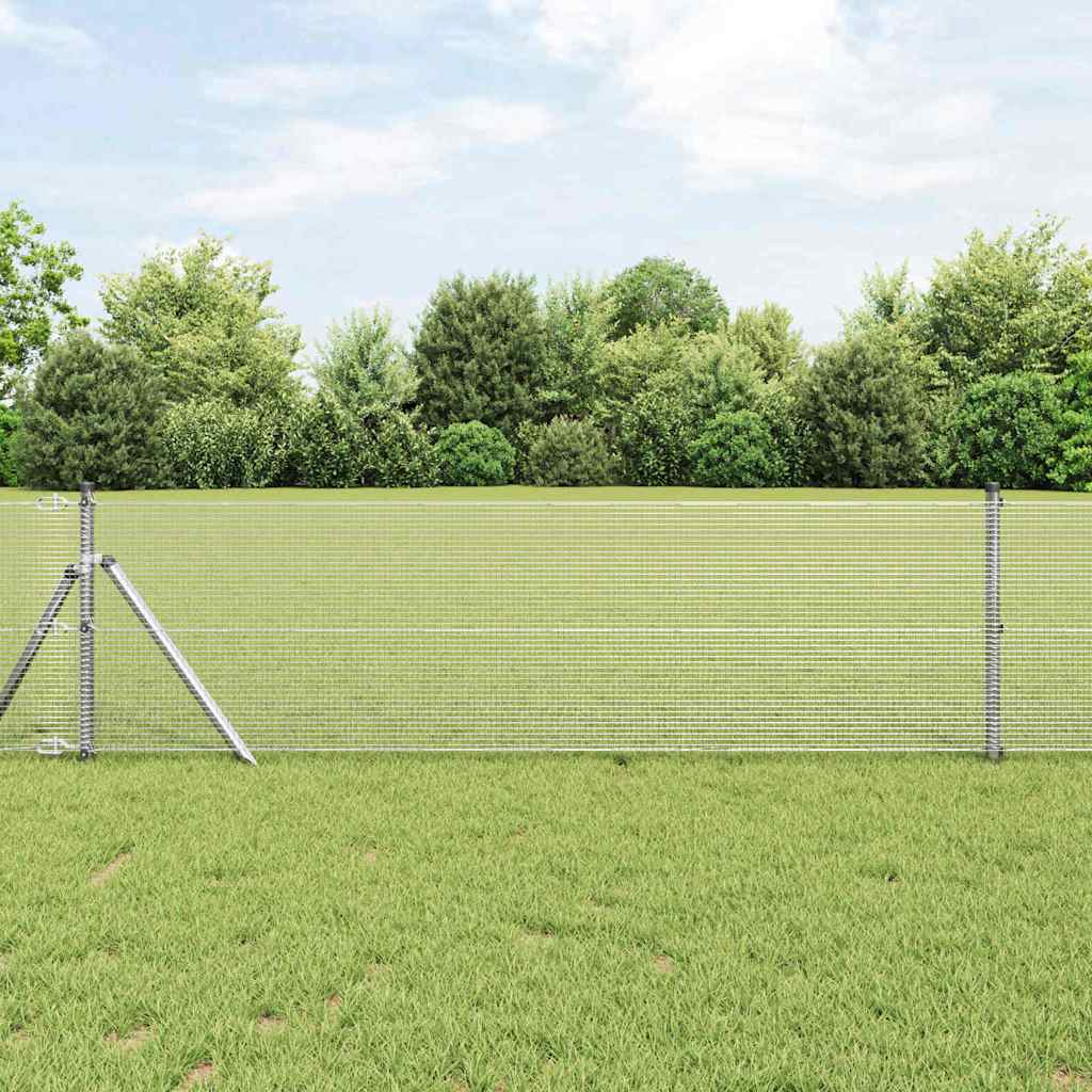Vidaxl afrasteringspaal zilver 10 x 0,5 m (12 x 12 mm mesh) staal