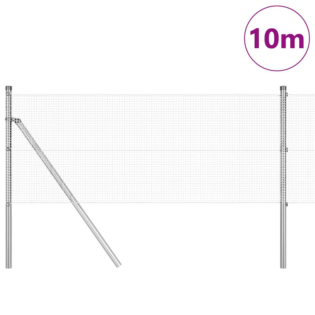 Vidaxl afrasteringspaal zilver 10 x 0,5 m (12 x 12 mm mesh) staal