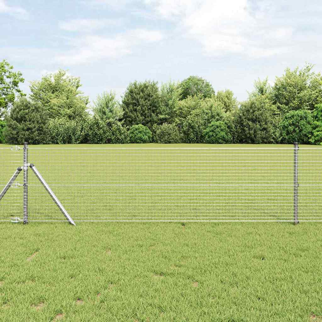 Vidaxl afrasteringspaal zilver 25 x 0,5 m (25 x 25 mm gaas) staal