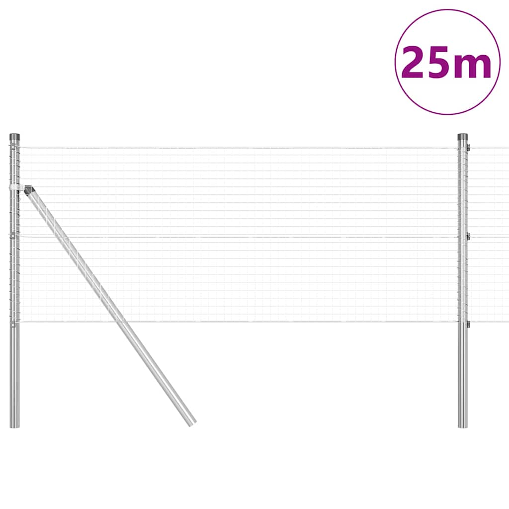 Vidaxl afrasteringspaal zilver 25 x 0,6 m (25 x 25 mm gaas) staal