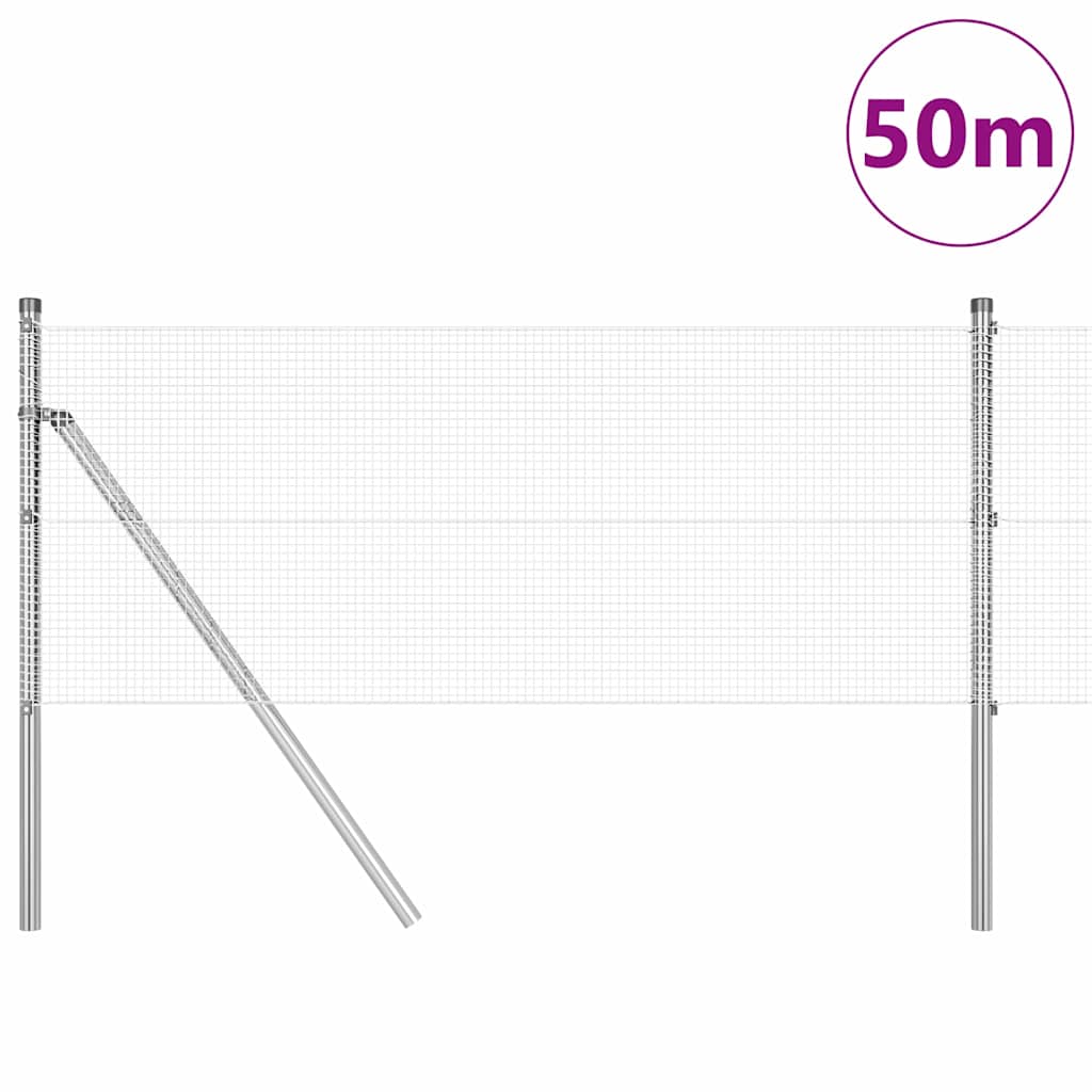 Vidaxl afrasteringspaal zilver 50 x 0,4 m (12 x 12 mm gaas) staal