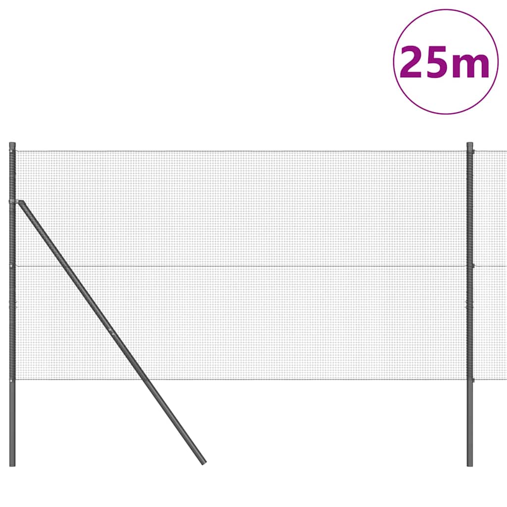 Vidaxl afrasteringspaal grijs 25 x 1 m (12 x 12 mm gaas) staal