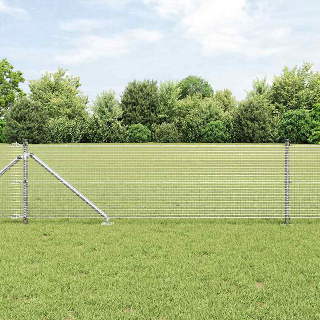 Vidaxl afrasteringspaal zilver 10 x 0,4 m (12 x 12 mm gaas) staal