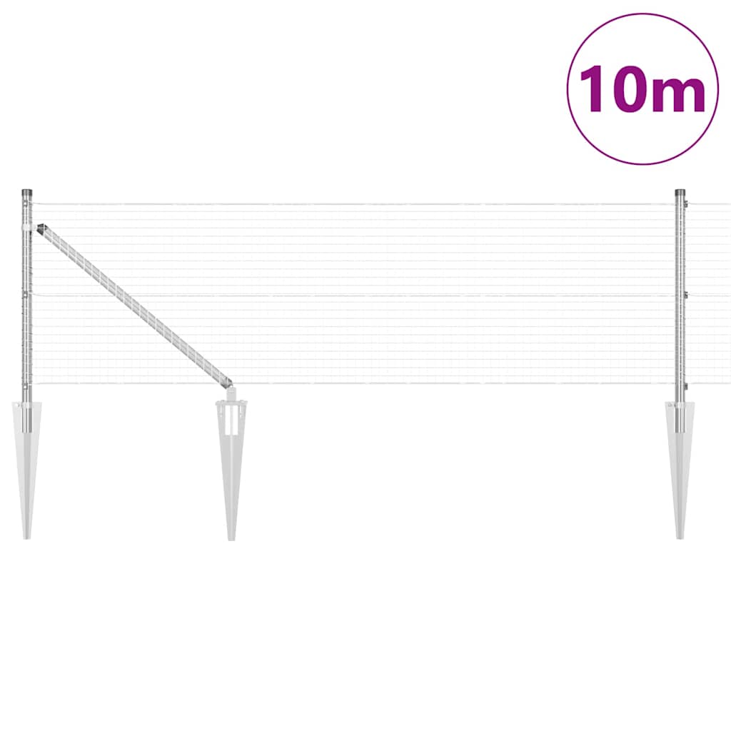 Vidaxl afrasteringspaal zilver 10 x 0,6 m (25 x 25 mm gaas) staal