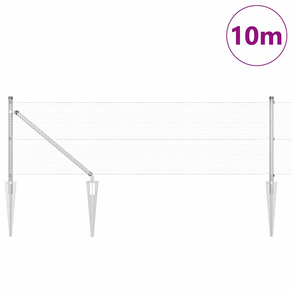 Vidaxl afrasteringspaal zilver 10 x 0,8 m (16 x 16 mm gaas) staal