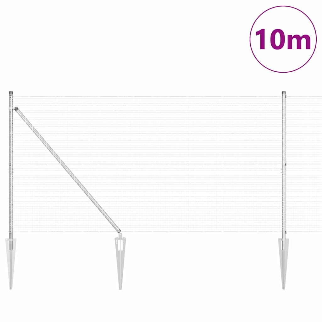 Vidaxl afrasteringspaal zilver 10 x 1,4 m (19 x 19 mm gaas) staal
