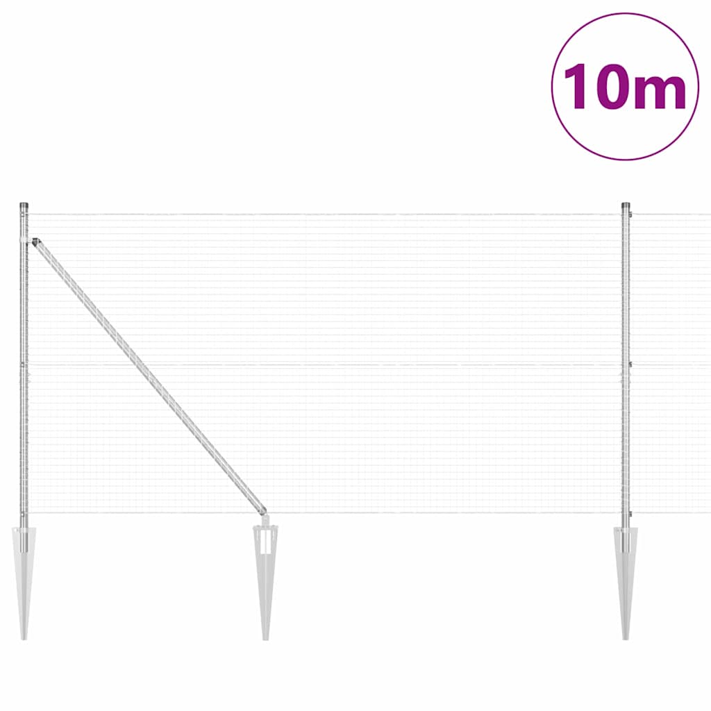 Vidaxl afrasteringspaal zilver 10 x 1,4 m (25 x 25 mm gaas) staal